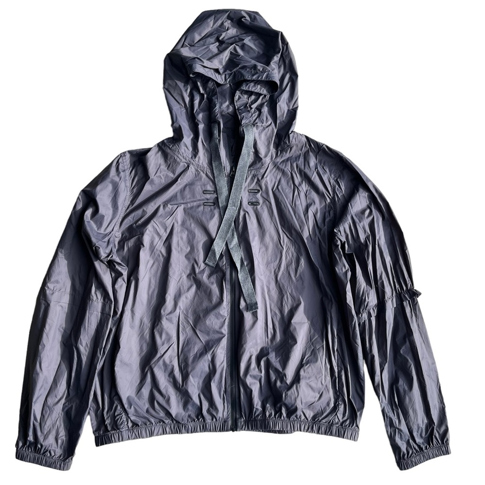 Zyia Active Womens Sz XL Charcoal Gray Nylon Hoodie Drawstring Light Windbreaker